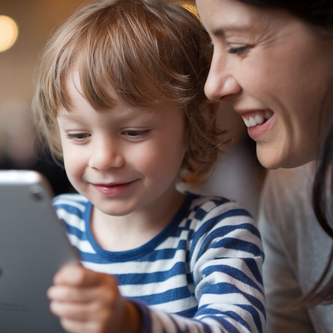 Jimple app helping a child communicate with their parent Child using Jimple with parent